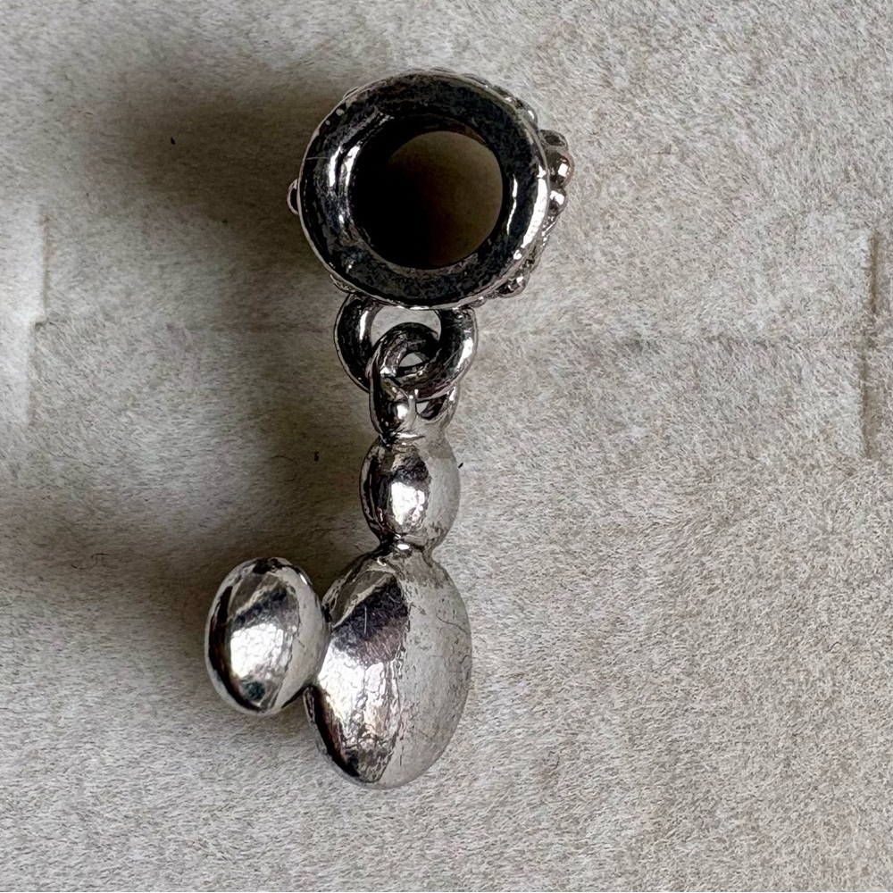 Silver Dangle Bead Charm Mouse w/ Rhinestones for Bracelet Necklace Jewelry - Picture 7 of 9